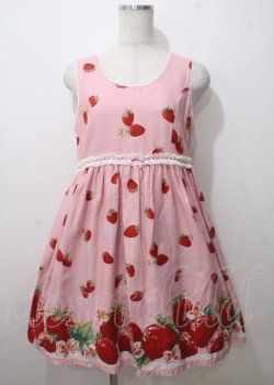 画像1: Shirley Temple / いちごプリント入りジャンパースカート 160 ピンク Y-25-07-12-074-ET-OP-SZ-ZY