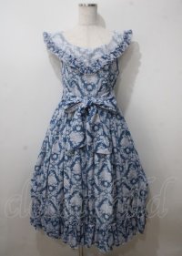 berry&wood / Hoshibako Works×berry&wood 紫陽花の咲く頃襟付きジャンパースカート M ブルー Y-25-07-12-082-LO-OP-SZ-ZY