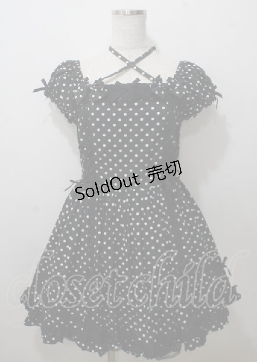 画像1: Angelic Pretty / クロスレースドットワンピース  黒 Y-25-07-12-084-AP-OP-SZ-ZY (1)