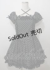 Angelic Pretty / クロスレースドットワンピース  黒 Y-25-07-12-084-AP-OP-SZ-ZY