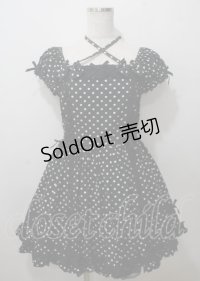 Angelic Pretty / クロスレースドットワンピース  黒 Y-25-07-12-084-AP-OP-SZ-ZY
