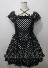 画像1: Angelic Pretty / クロスレースドットワンピース  黒 Y-25-07-12-084-AP-OP-SZ-ZY (1)