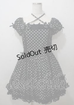 画像1: Angelic Pretty / クロスレースドットワンピース  黒 Y-25-07-12-084-AP-OP-SZ-ZY
