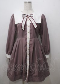 Amavel / スクエアセーラーストライプワンピース F ピンク Y-25-07-12-085-CA-OP-SZ-ZY