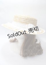 BABY,THE STARS SHINE BRIGHT / くみゃちゃんレース＆リボンのカンカン帽  ホワイト Y-25-07-12-013-BA-AC-SZ-ZY