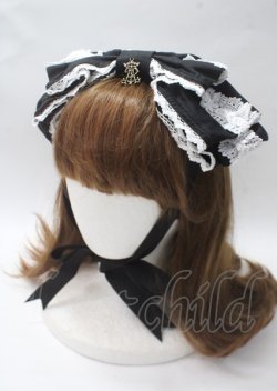 画像1: ALICE and the PIRATES / Dolly Ribbonヘッドドレス  黒×白レース Y-25-07-12-014-PA-AC-SZ-ZY