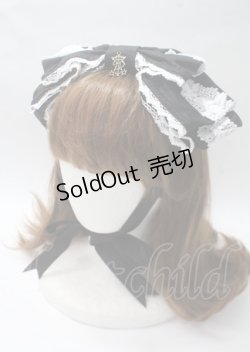 画像1: ALICE and the PIRATES / Dolly Ribbonヘッドドレス  黒×白レース Y-25-07-12-014-PA-AC-SZ-ZY