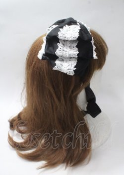 画像3: ALICE and the PIRATES / Dolly Ribbonヘッドドレス  黒×白レース Y-25-07-12-014-PA-AC-SZ-ZY