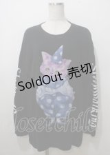 TRAVAS TOKYO / Clown cat L/S tee/クラウンキャットプリン F ブラック Y-25-07-12-024-PU-TO-SZ-ZY