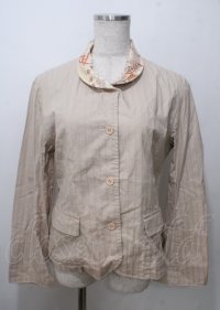 gouk / 和柄襟ジャケット  ベージュ Y-25-07-12-031-GO-JA-SZ-ZY