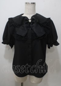 Ank Rouge / リボンボタンブラウス M 黒 Y-25-07-12-034-CA-BL-SZ-ZY