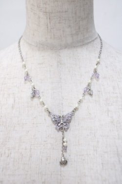 画像1: axes femme / バラチャーム付き蝶ネックレス  ラベンダー Y-25-07-14-001-AX-AC-SZ-ZY