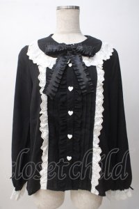 DearMyLove / コットン刺繍レース丸襟ブラウス L 黒 Y-25-07-14-034-EL-BL-SZ-ZY