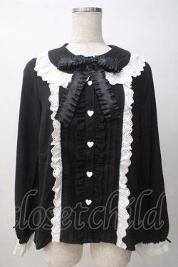 画像1: DearMyLove / コットン刺繍レース丸襟ブラウス L 黒 Y-25-07-14-034-EL-BL-SZ-ZY