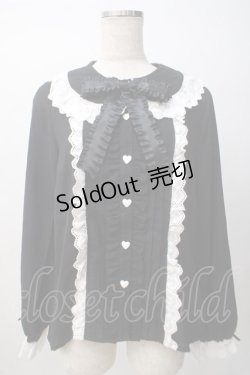 画像1: DearMyLove / コットン刺繍レース丸襟ブラウス L 黒 Y-25-07-14-034-EL-BL-SZ-ZY