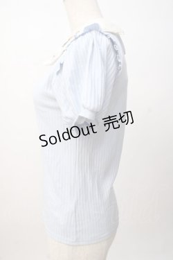 画像2: axes femme POETIQUE / フラワーリボン刺繍襟プルオーバー M サックス Y-25-07-14-037-AX-TO-SZ-ZY
