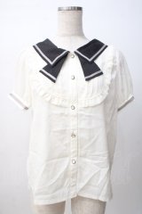 axes femme POETIQUE / セーラーデザインブラウス M 黒 Y-25-07-14-039-AX-BL-SZ-ZY