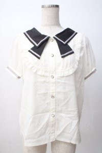 axes femme POETIQUE / セーラーデザインブラウス M 黒 Y-25-07-14-039-AX-BL-SZ-ZY