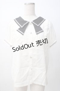 axes femme POETIQUE / セーラーデザインブラウス M 黒 Y-25-07-14-039-AX-BL-SZ-ZY
