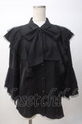 axes femme / ドットチュールリボン姫袖ブラウス F 黒 Y-25-07-14-040-AX-BL-SZ-ZY