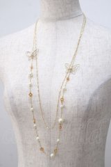axes femme / 蝶×パール2連ネックレス  ゴールド Y-25-07-14-005-AX-AC-SZ-ZY
