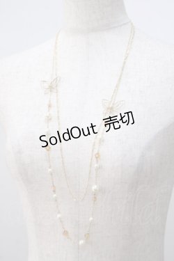 画像1: axes femme / 蝶×パール2連ネックレス  ゴールド Y-25-07-14-005-AX-AC-SZ-ZY