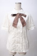 axes femme / リボン付半袖ブラウス M 生成り Y-25-07-14-041-AX-BL-SZ-ZY
