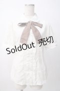 axes femme / リボン付半袖ブラウス M 生成り Y-25-07-14-041-AX-BL-SZ-ZY