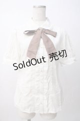 axes femme / リボン付半袖ブラウス M 生成り Y-25-07-14-041-AX-BL-SZ-ZY
