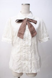 axes femme / リボン付半袖ブラウス M 生成り Y-25-07-14-041-AX-BL-SZ-ZY