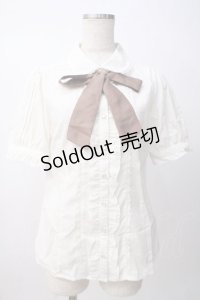axes femme / リボン付半袖ブラウス M 生成り Y-25-07-14-041-AX-BL-SZ-ZY
