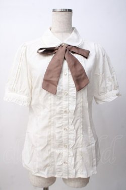 画像1: axes femme / リボン付半袖ブラウス M 生成り Y-25-07-14-041-AX-BL-SZ-ZY