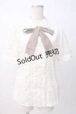画像1: axes femme / リボン付半袖ブラウス M 生成り Y-25-07-14-041-AX-BL-SZ-ZY