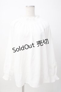 axes femme / シャーリングスタンドブラウス F 白 Y-25-07-14-042-AX-BL-SZ-ZY