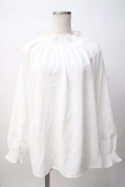 画像1: axes femme / シャーリングスタンドブラウス F 白 Y-25-07-14-042-AX-BL-SZ-ZY
