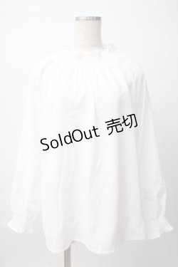 画像1: axes femme / シャーリングスタンドブラウス F 白 Y-25-07-14-042-AX-BL-SZ-ZY