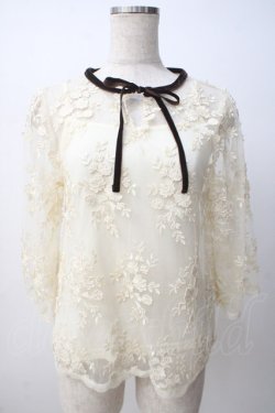 画像1: axes femme / キャミ付き立体レース七分袖プルオーバー M 生成り Y-25-07-14-043-AX-BL-SZ-ZY