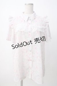 axes femme / 花柄フリルシアーブラウス F ピンク Y-25-07-14-044-AX-BL-SZ-ZI