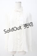axes femme / 袖プリーツスタンドフリルブラウス M キナリ Y-25-07-14-048-AX-BL-SZ-ZY
