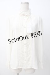 axes femme / 袖プリーツスタンドフリルブラウス M キナリ Y-25-07-14-048-AX-BL-SZ-ZY