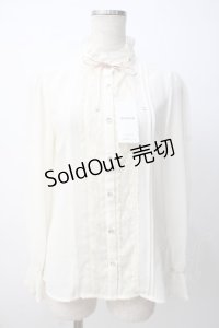 axes femme / 袖プリーツスタンドフリルブラウス M キナリ Y-25-07-14-048-AX-BL-SZ-ZY