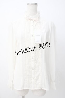 画像1: axes femme / 袖プリーツスタンドフリルブラウス M キナリ Y-25-07-14-048-AX-BL-SZ-ZY