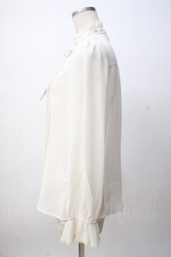 画像2: axes femme / 袖プリーツスタンドフリルブラウス M キナリ Y-25-07-14-048-AX-BL-SZ-ZY