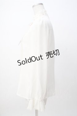 画像2: axes femme / 袖プリーツスタンドフリルブラウス M キナリ Y-25-07-14-048-AX-BL-SZ-ZY