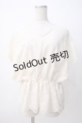 axes femme / 総刺繍Vネックブラウス M 生成り Y-25-07-14-051-AX-BL-SZ-ZY