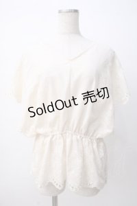 axes femme / 総刺繍Vネックブラウス M 生成り Y-25-07-14-051-AX-BL-SZ-ZY