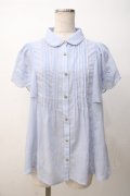 axes femme POETIQUE / スカラップ刺繍ブラウス M ブルー Y-25-07-14-053-AX-BL-SZ-ZY