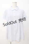 axes femme POETIQUE / スカラップ刺繍ブラウス M ブルー Y-25-07-14-053-AX-BL-SZ-ZI