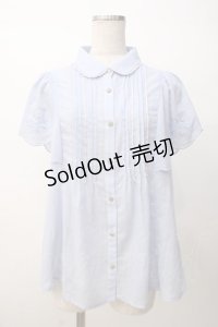 axes femme POETIQUE / スカラップ刺繍ブラウス M ブルー Y-25-07-14-053-AX-BL-SZ-ZI