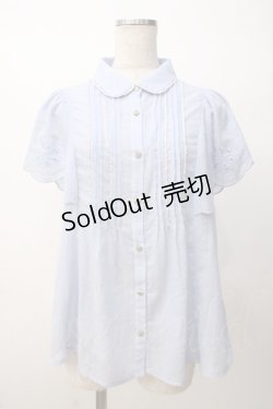 画像1: axes femme POETIQUE / スカラップ刺繍ブラウス M ブルー Y-25-07-14-053-AX-BL-SZ-ZI
